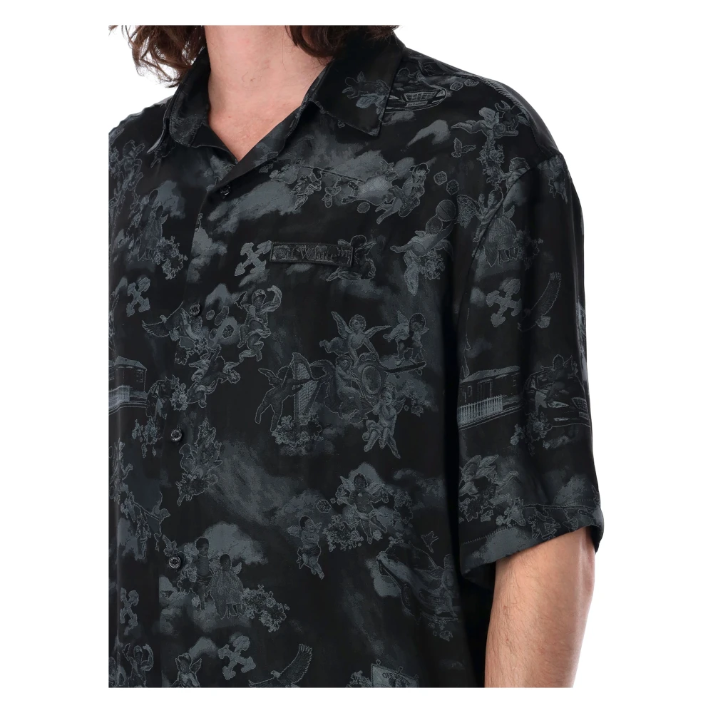 Off White Jacquard Bowling Shirt Black Heren