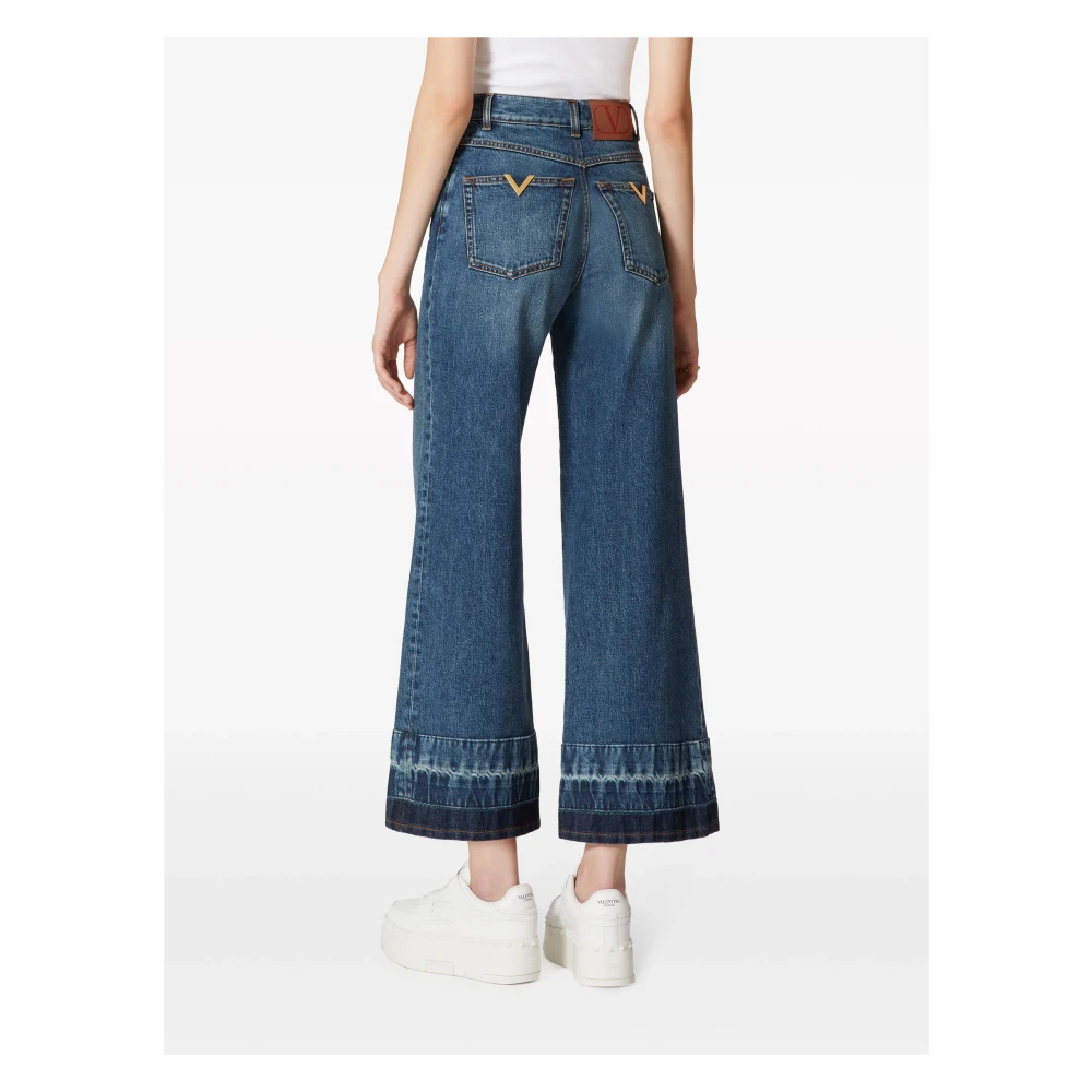 Valentino Garavani Blauwe Denim Jeans met Gouden V-Detail Blue Dames