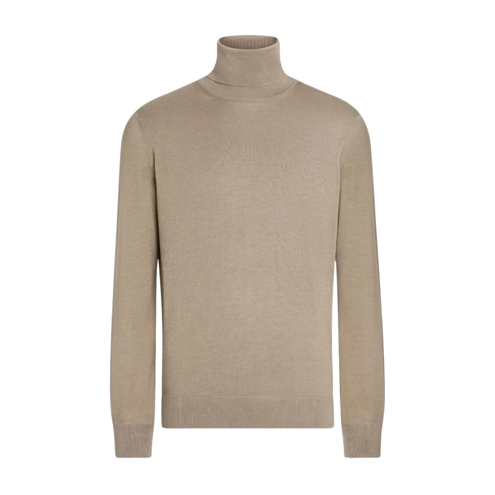 Zegna Men's Beige Cashseta Turtleneck - Turtlenecks - L - Knitwear