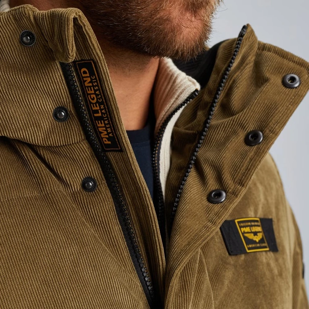 PME Legend Corduroy Gobbler Jack met Verstelbare Capuchon Beige Heren