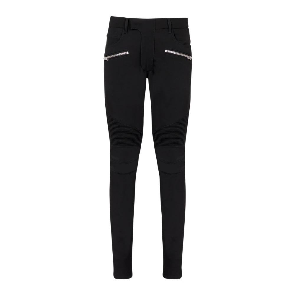 Balmain Op maat gemaakte motorbroek in stretch graan de poudre Black Heren