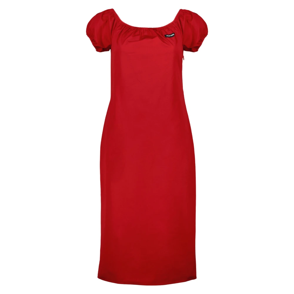 Miu Miu Women's Red Gabardine Cotton Midi Dress - Midi Dresses - S - Dresses