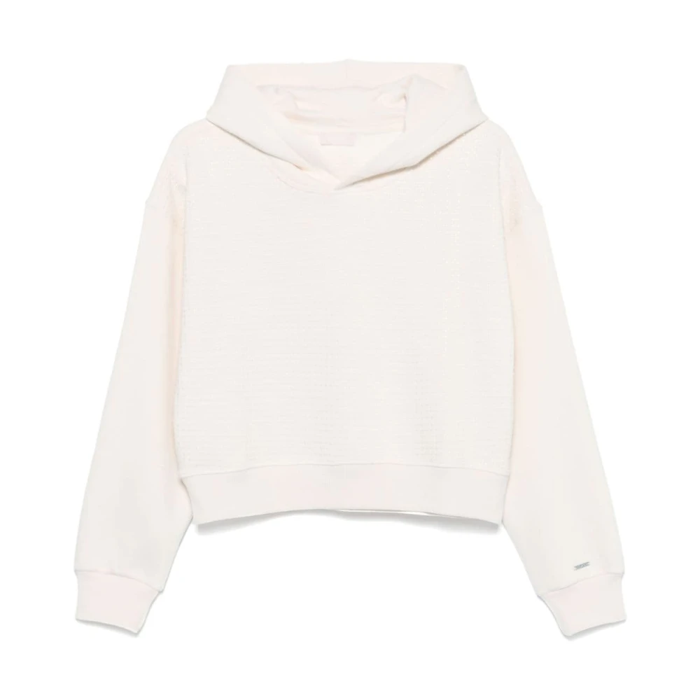 Liu Jo Beige Sweater met Strass en Capuchon Beige Dames