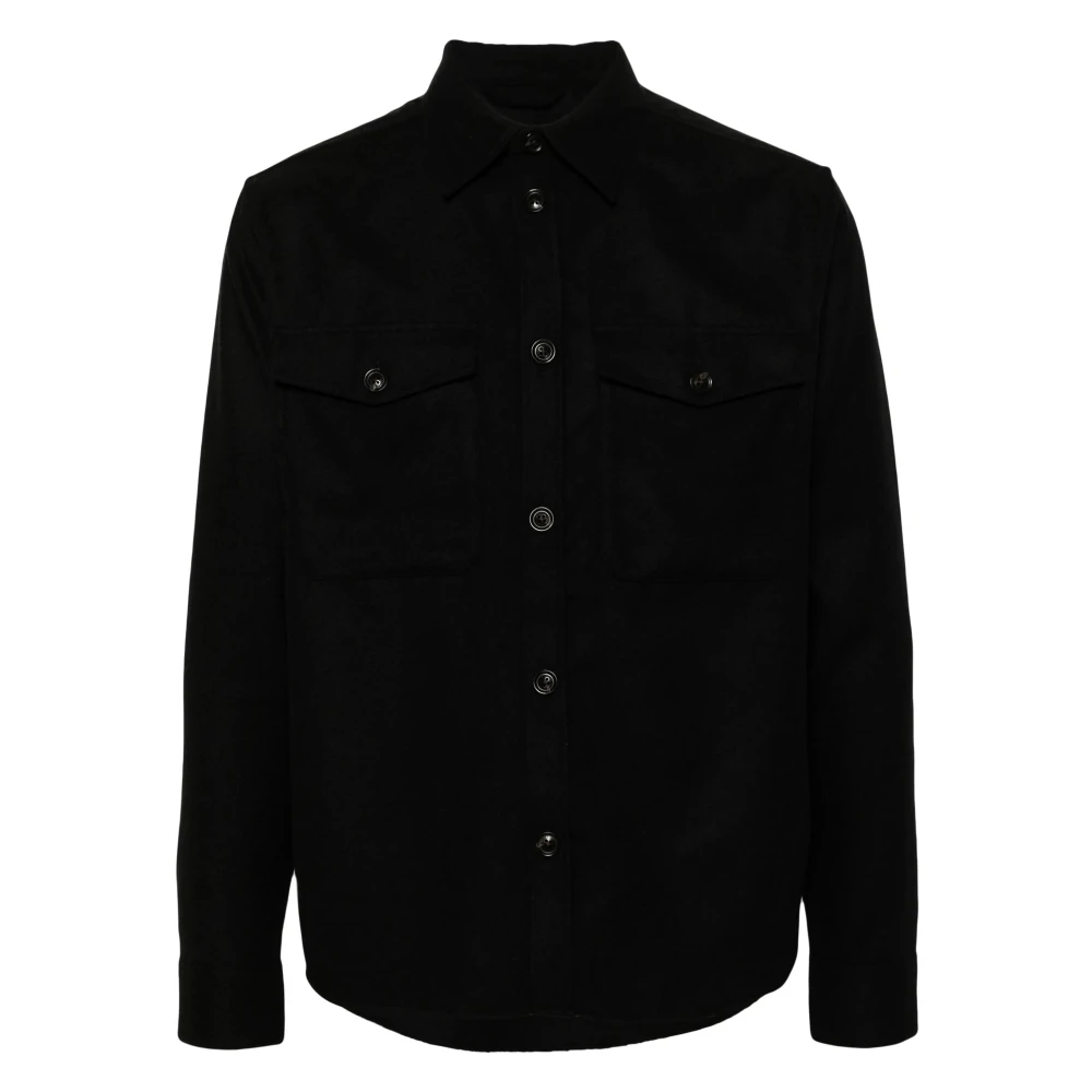 J.LINDEBERG Casual Zwarte Wollen Overshirt Black Heren