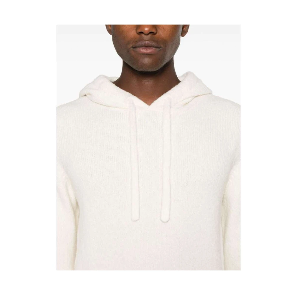 Roberto Collina Ecru Bouclé Gebreide Hoodie Beige Heren