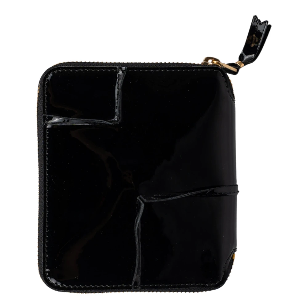 Comme des Garçons Zwarte Leren Reversed Hem Portemonnee Black Unisex