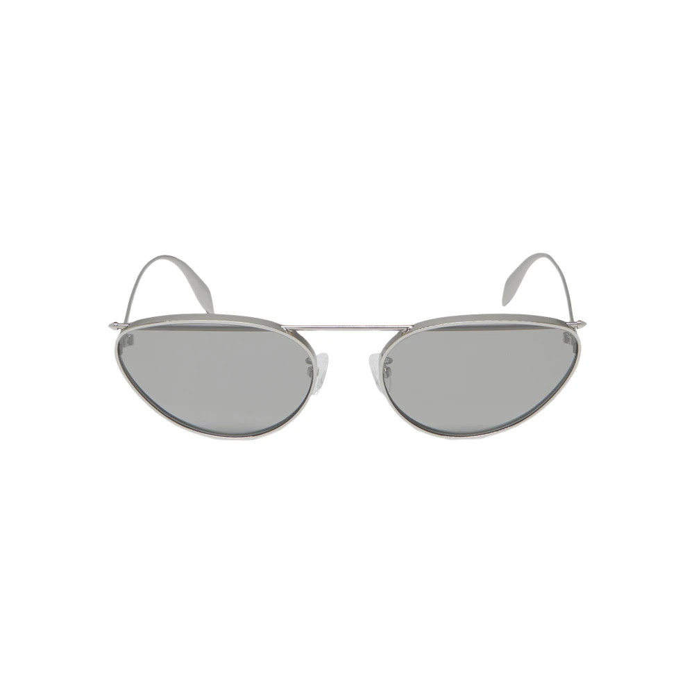Alexander McQueen Silver Cat-Eye Solglasögon med Flash Linser Gray, Dam