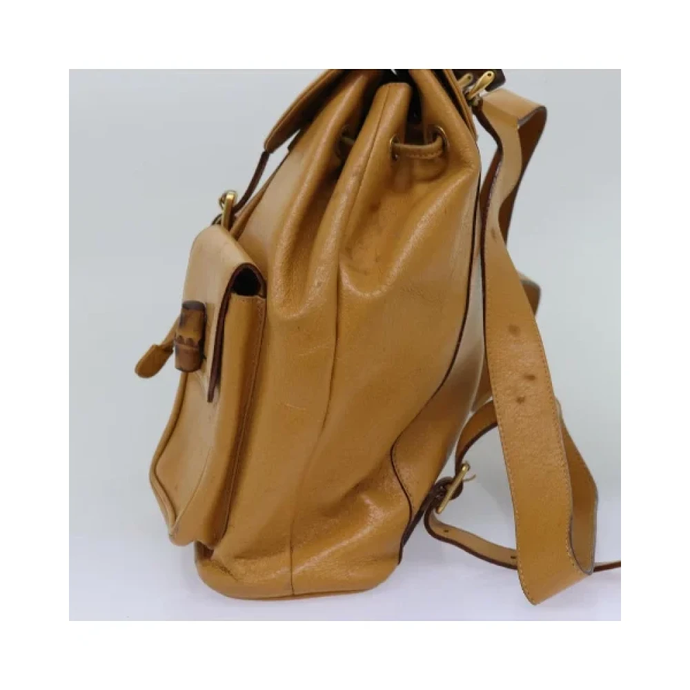 Gucci Vintage Pre-owned Leather backpacks Yellow Dames