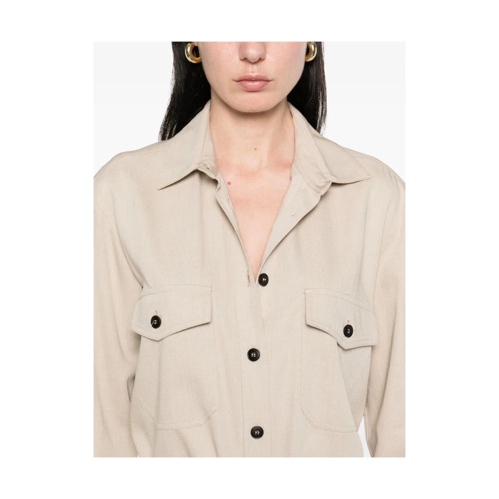 Antonelli Firenze Beige Overhemd met Zakken Beige Dames