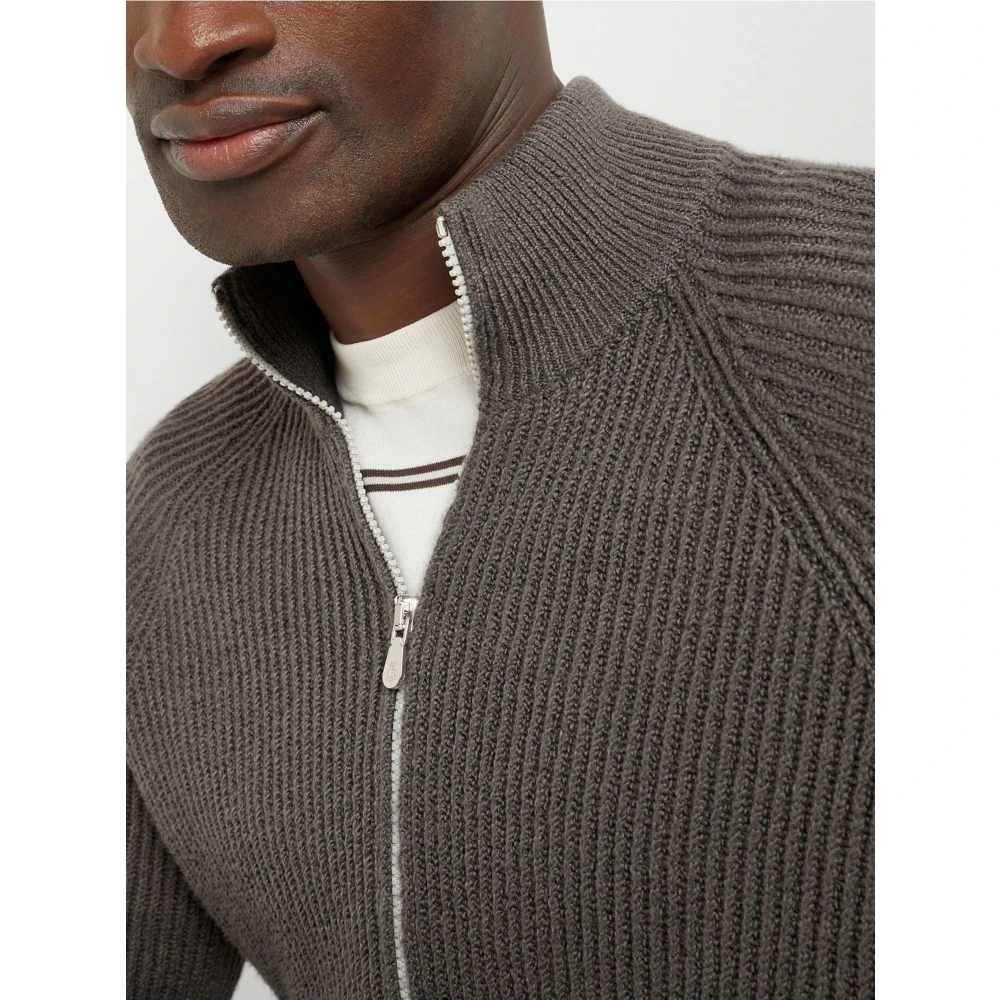 BRUNELLO CUCINELLI Caffe Cardigan in Klassieke Stijl Brown Heren