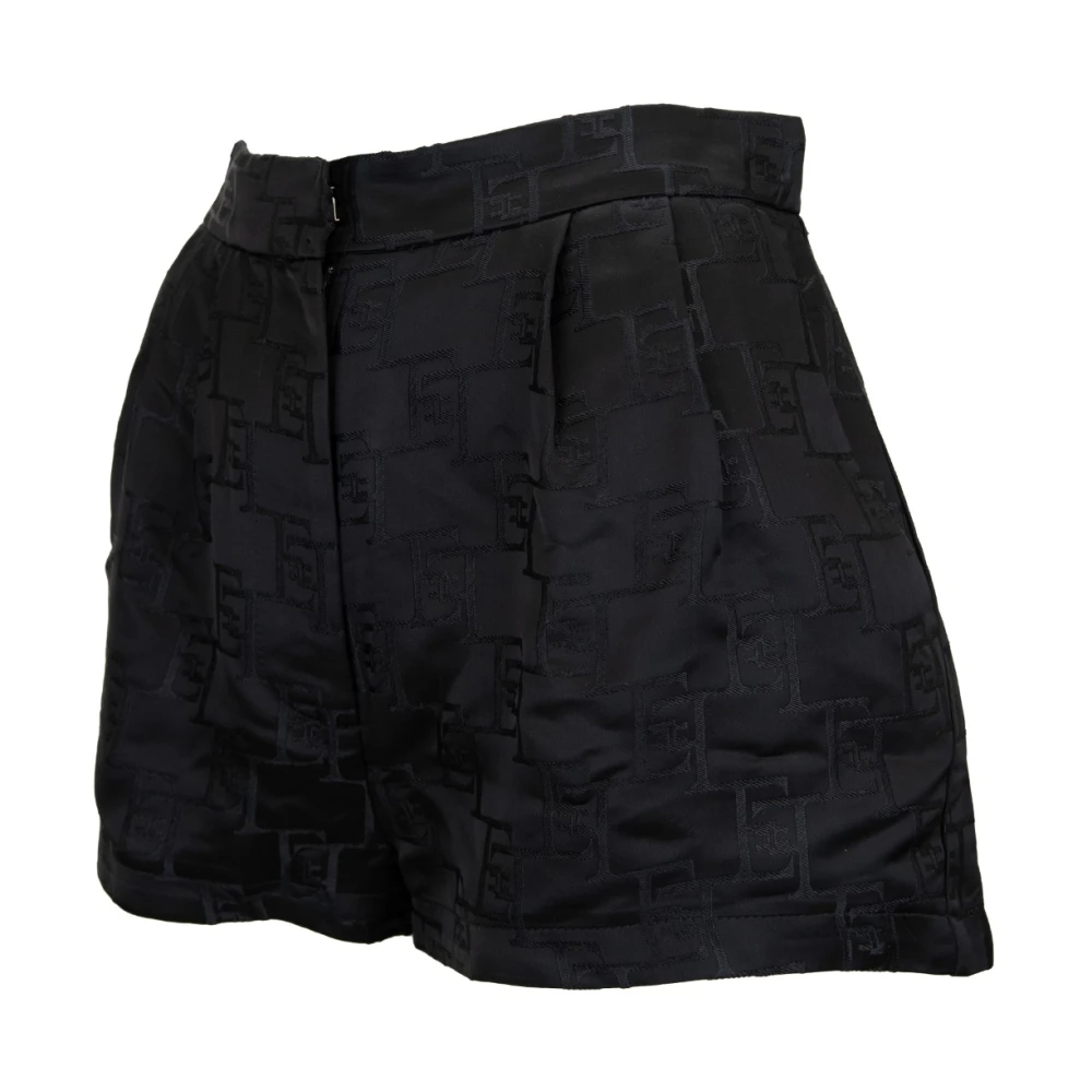 Elisabetta Franchi Ritsshort Haak Knoop Logo Patroon Black Dames