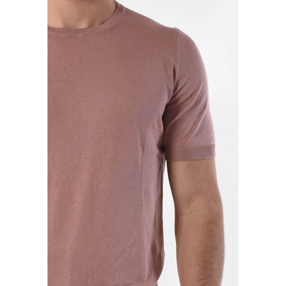 Tagliatore Zijden T-shirt met ronde hals Pink Heren