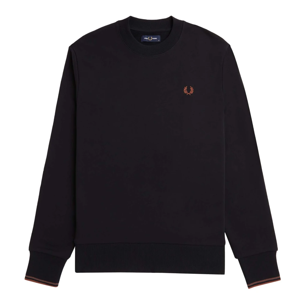Fred Perry Geborduurd Logo Crew Neck Sweatshirt Black Heren