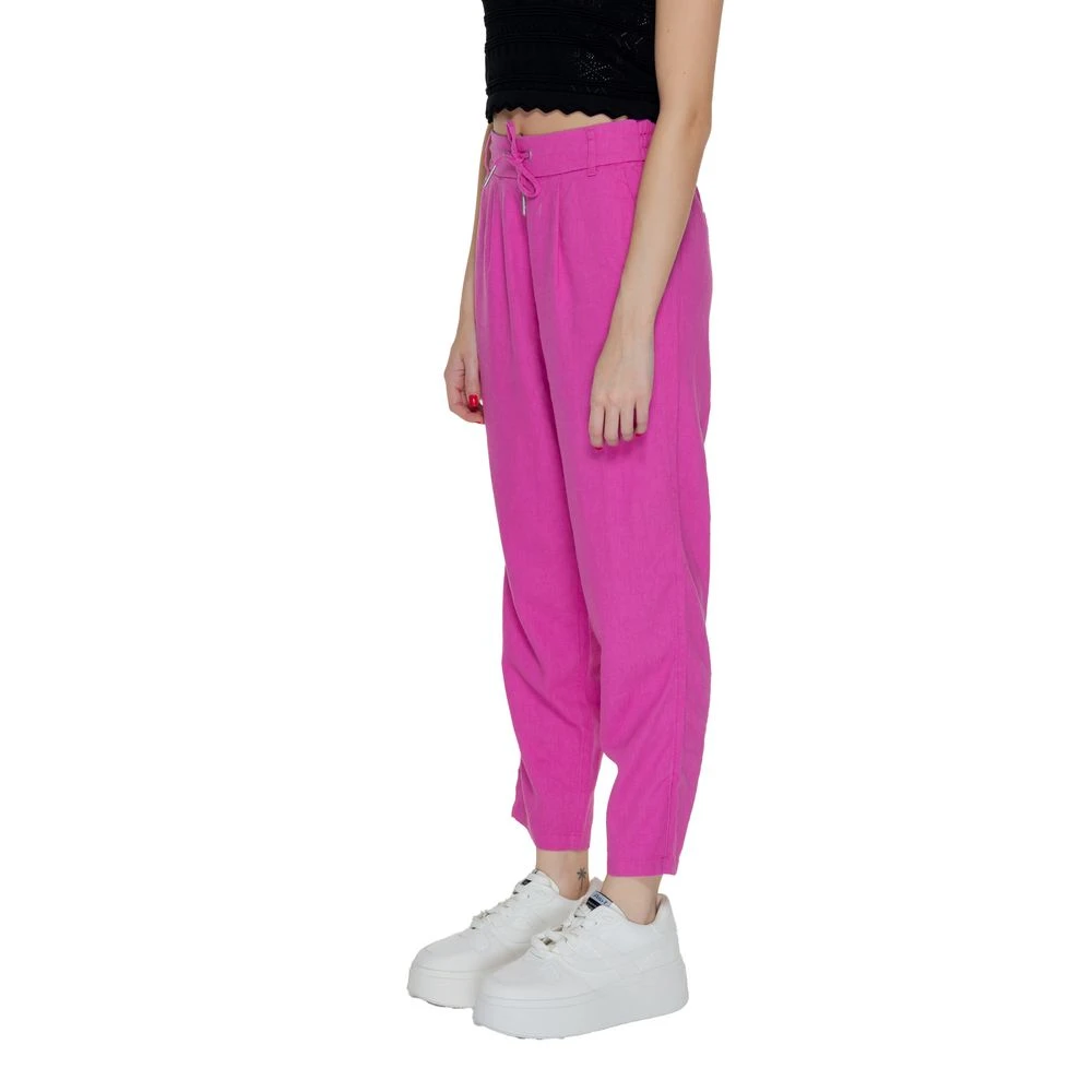 Only Multicolor Linnen Jeans & Broek Pink Dames