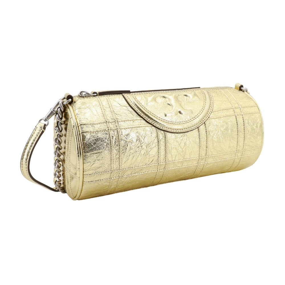TORY BURCH Gouden Schoudertas met Ritssluiting Yellow Dames