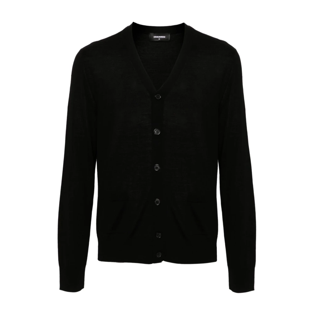 Dsquared2 Men's Black Cardigans, Xl, Knit Cardigan Jumper