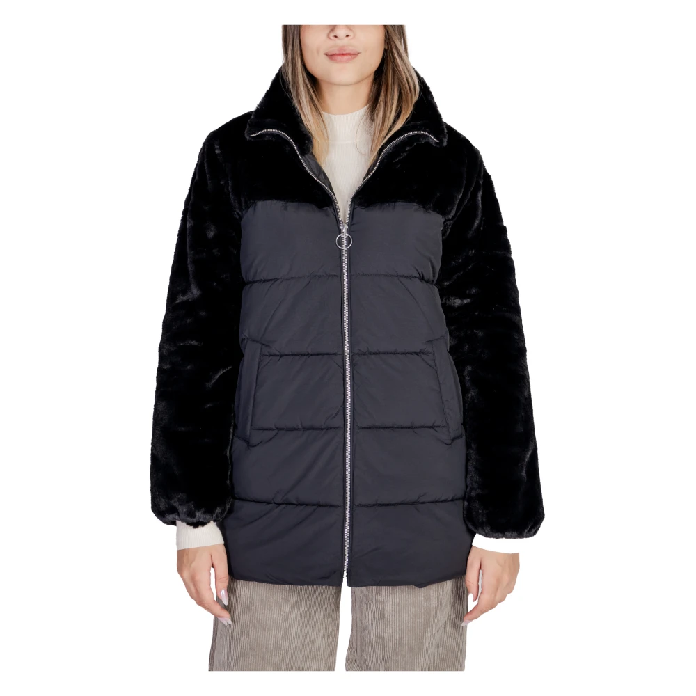 Only Bont Puffer Mix Jas voor Vrouwen Black Dames