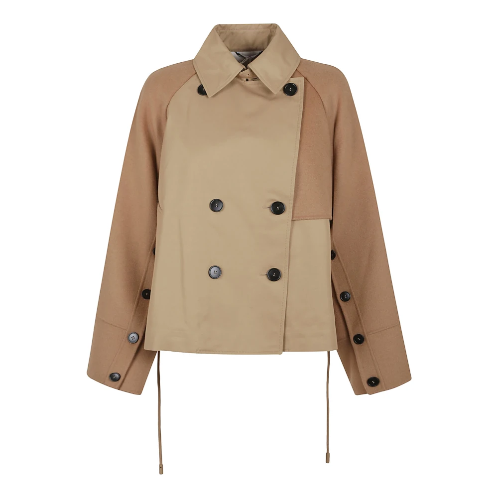 Max Mara Weekend Korte Katoenen Jas met Aantrekkoord Brown Dames