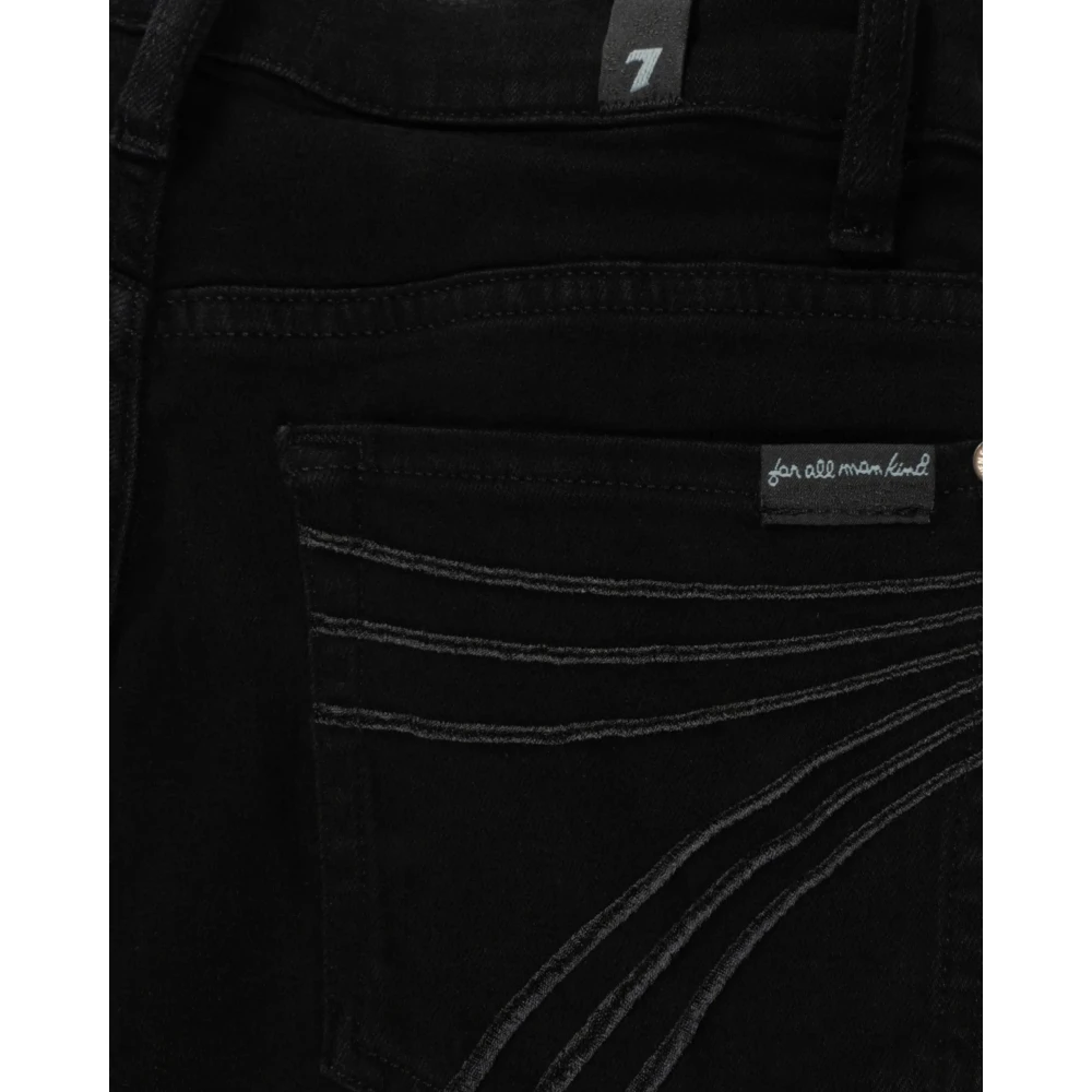 7 For All Mankind Moderne Wide-Leg Denim Jeans in Zwart Black Dames