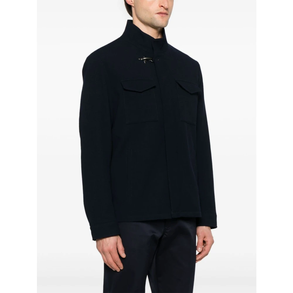 Fay Blauwe Wollen Jas Blue Heren