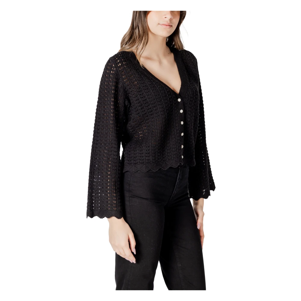 Only Zwarte V-Hals Knoop-Up Vest Black Dames