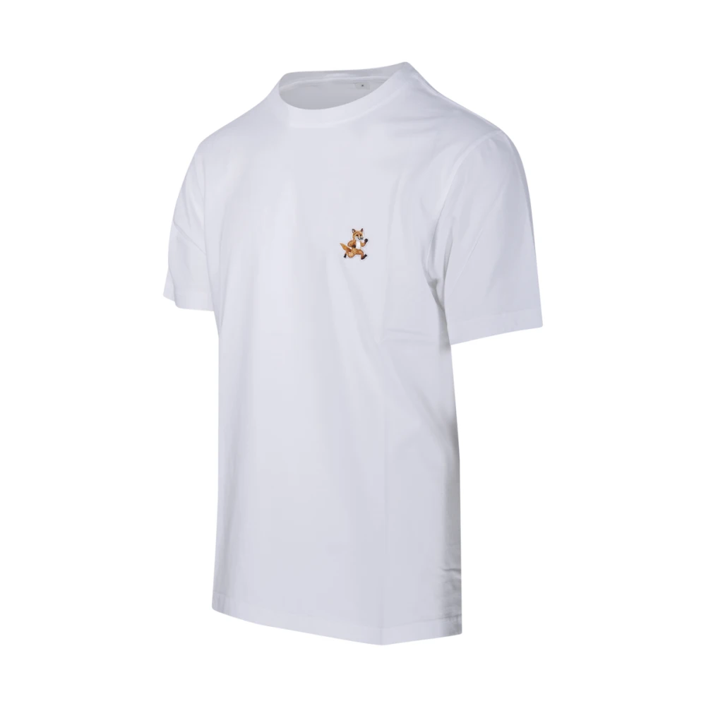 Maison Kitsuné Witte Fox Patch T-shirt White Heren