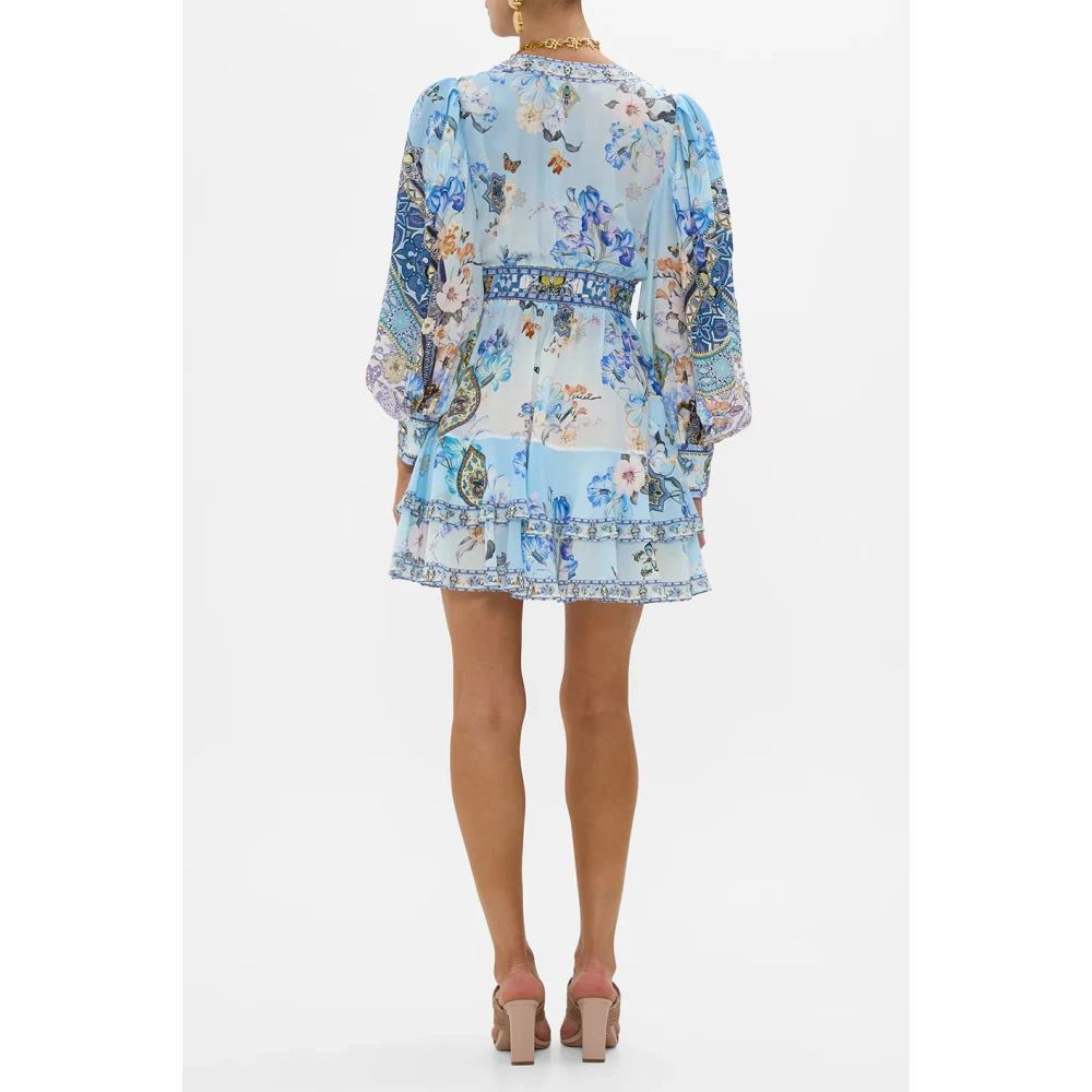 Camilla Ruches zijden jurk Al Manial Palace Memoirs Blue Dames