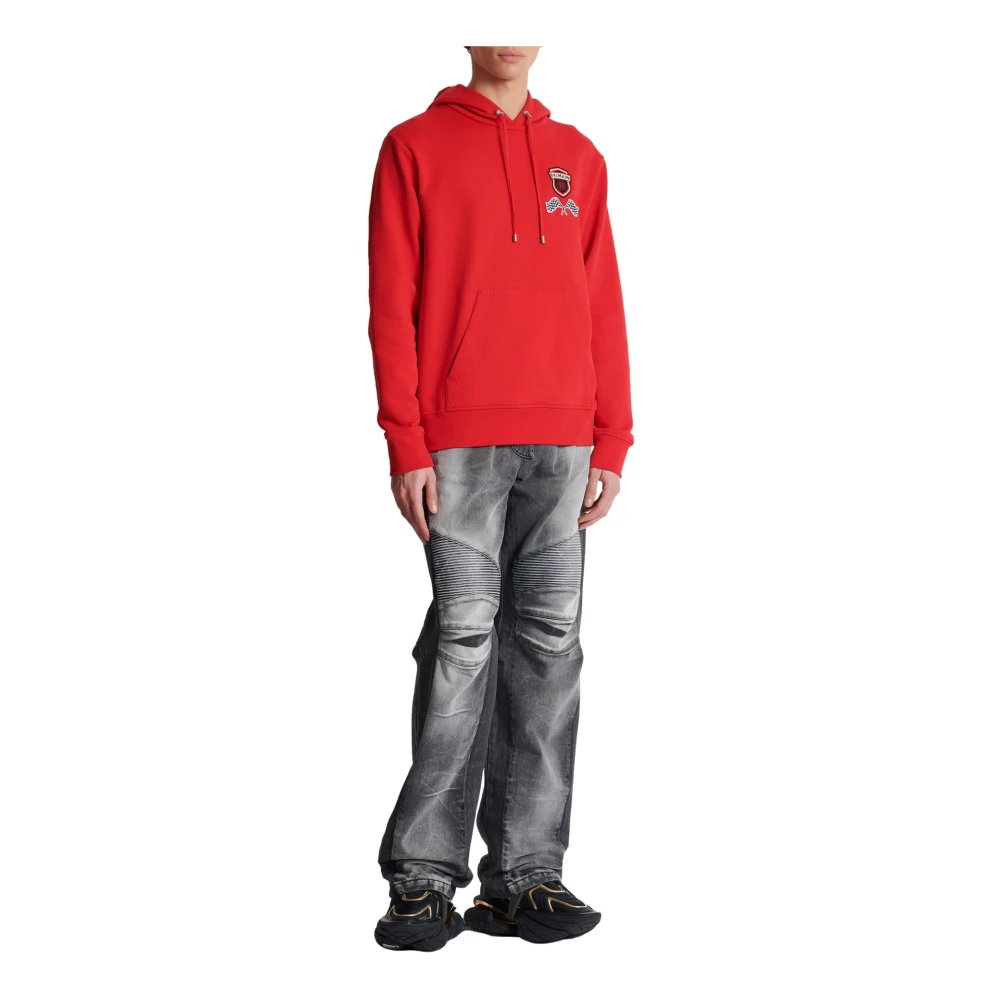 Balmain Racing hoodie Red Heren