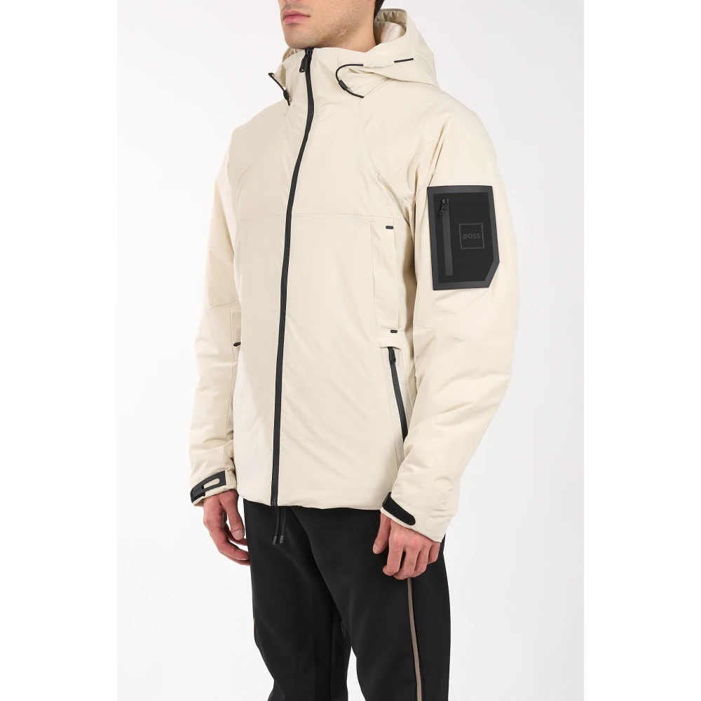 Hugo Boss Waterafstotende jas met capuchon en zakken Beige Heren