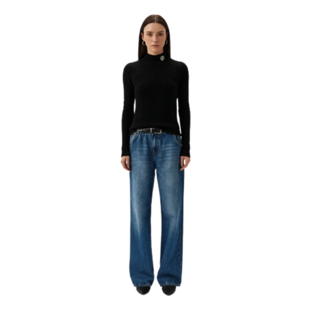 Twinset Zwart Sweater Set met Broche Black Dames