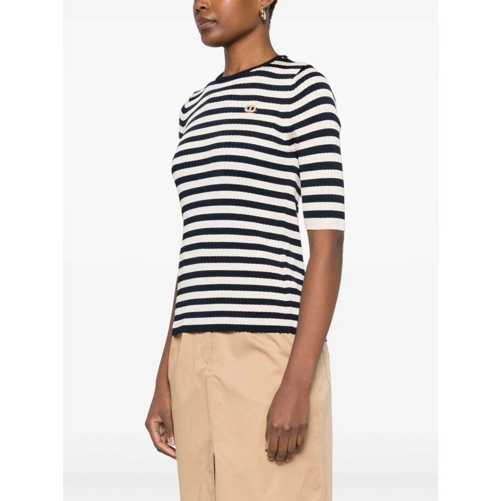 Twinset Wit Marineblauw Trui Elegant Mode Multicolor Dames