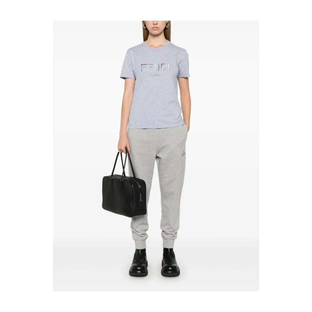 Fendi Katoenen T-shirt met logo Gray Dames
