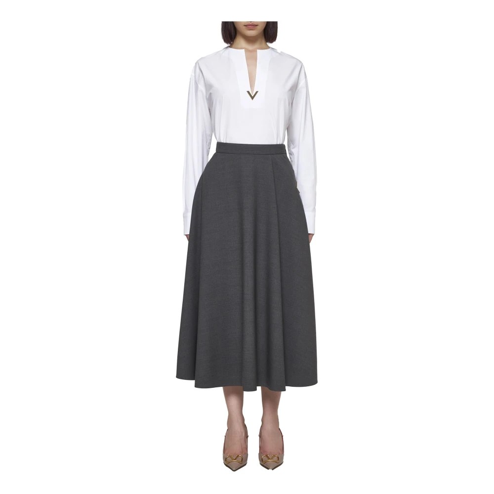 Valentino Midi Volle Rok in Middengrijs Gray Dames