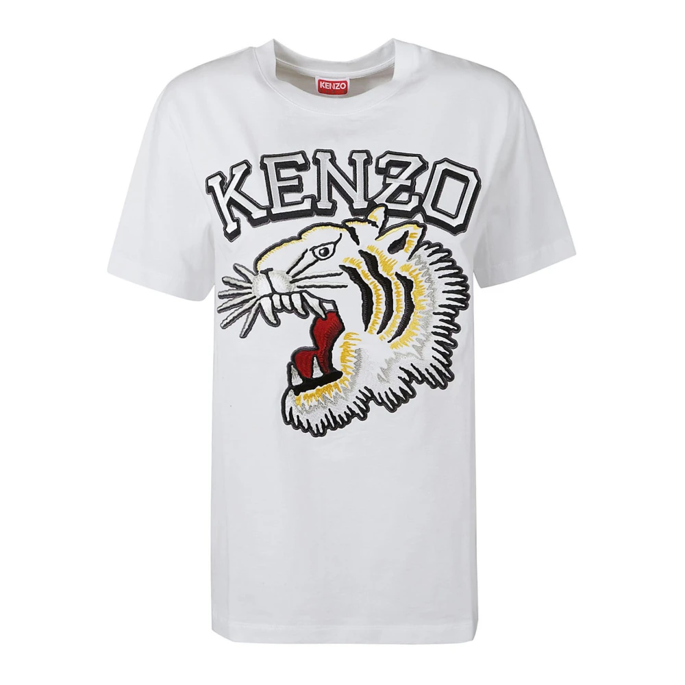 Kenzo Witte Tiger Varsity Geborduurde T-shirts en Polos White