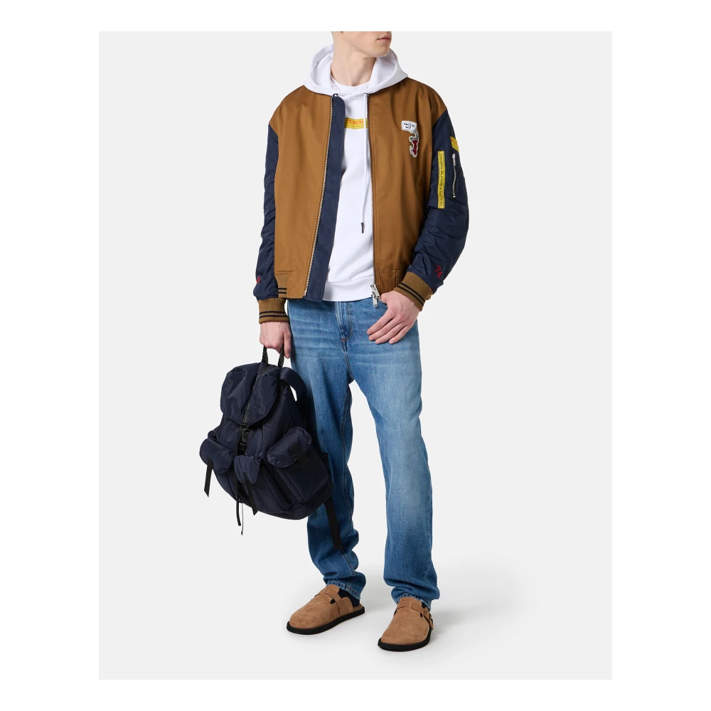 Iceberg Bruin en blauw regular fit jack in keperstof met contrasterende mouwen Multicolor Heren