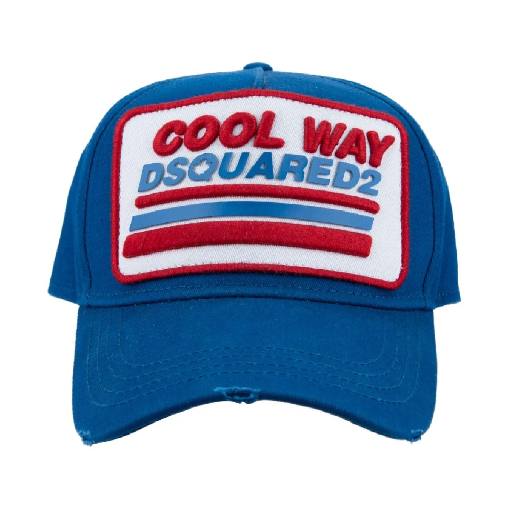 Dsquared2 Vintage Baseball Cap met gesp Blue Unisex