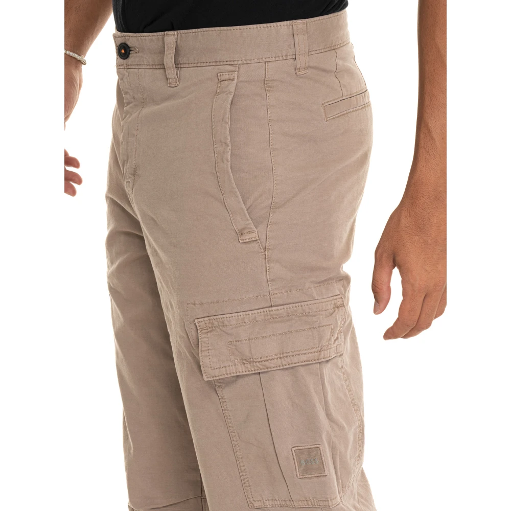 Boss Cargobroek met grote zijzak Beige Heren