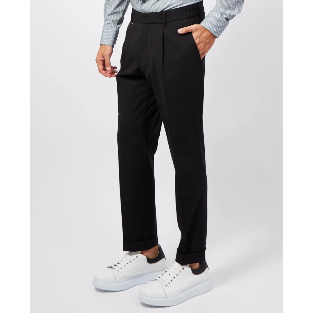 Hugo Boss Zwarte elegante katoenen broek met zakken Black Heren