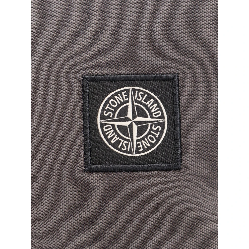 Stone Island Klassieke Grijze Polo Shirt met Gestreept Detail Gray Heren