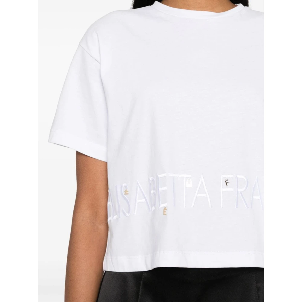 Elisabetta Franchi Cropped Katoenen Jersey Sweater met Charms White Dames
