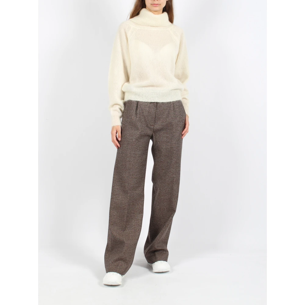 Nine In The Morning Houndstooth Wollen Broek Brown Dames