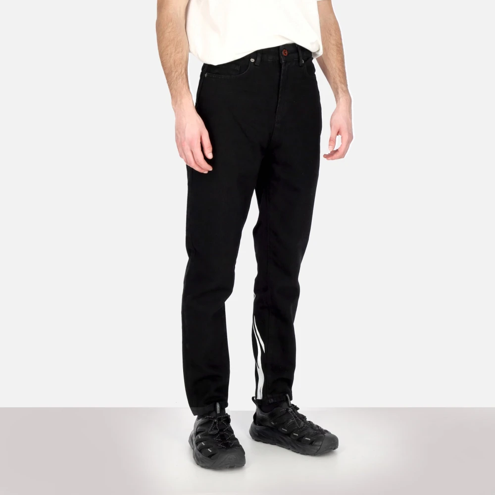 Vision OF Super Zwarte Denim Jeans met Bedrukte Vlammen Black Heren