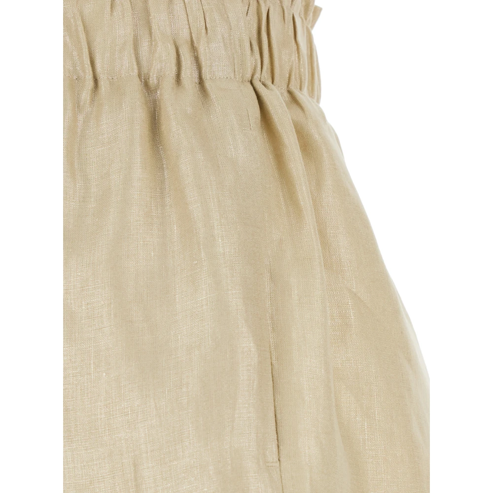 Eleventy Beige Linnen Shorts met Trekkoord in de Taille Beige Dames