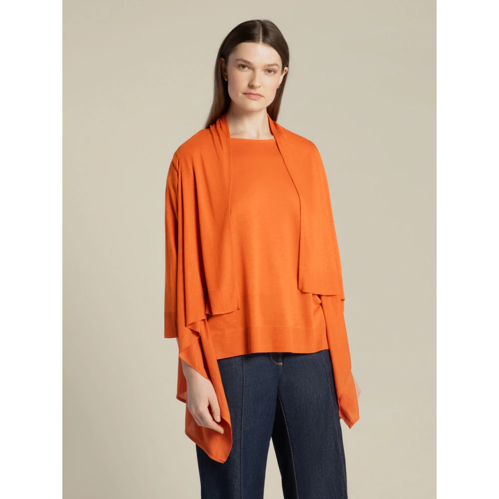 Elena Mirò Lang Licht Gebreid Vest Orange Dames