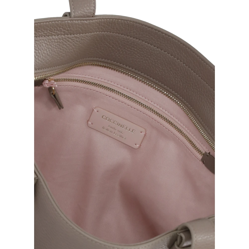 Coccinelle Beige Leren Schoudertas met Handvatten Beige Dames