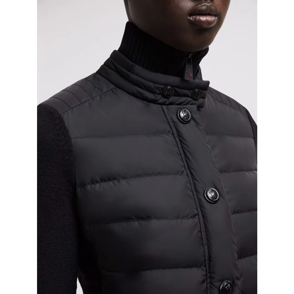 Moncler Zwarte Wol Regenjas Black Dames