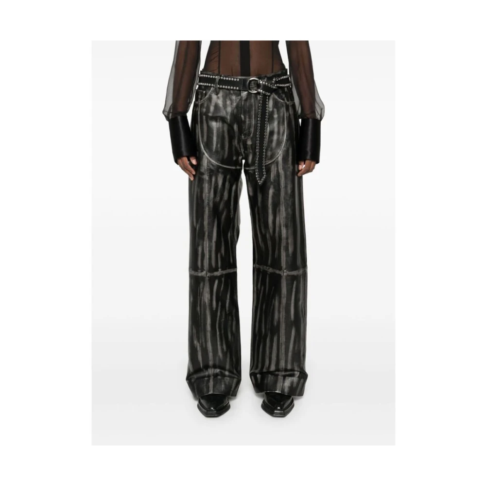 Achilles Ion Gabriel Handbeschilderde leren panel jeans Black Heren