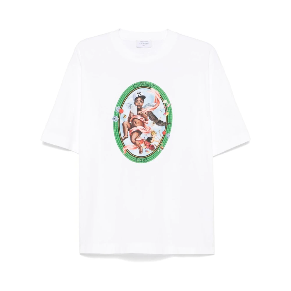 Off White Grafische Print Crew Neck T-shirt White Heren
