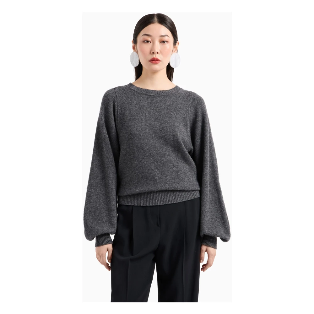 Emporio Armani Luxe Wol en Kasjmier Trui met Ballonmouwen Gray Dames