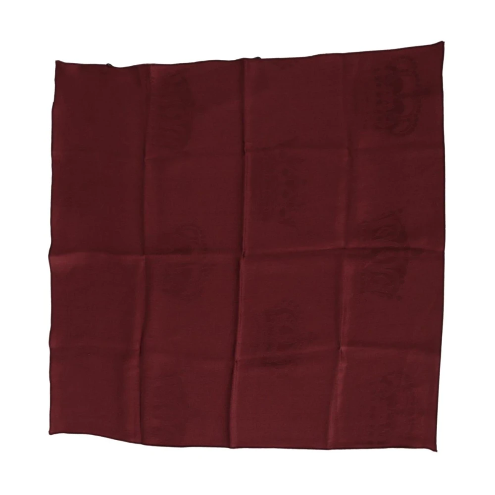 Dolce & Gabbana Maroon Silk Crown Square Wrap Handkerchief Mens Scarf - Red - One Size - Image 3